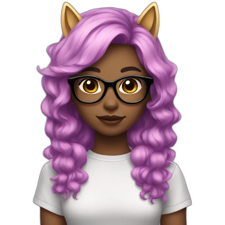girl with cat ears, unicorn hair and dark glasess emoji
