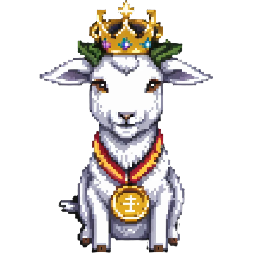 goat wearing a crown and gold medal emoji