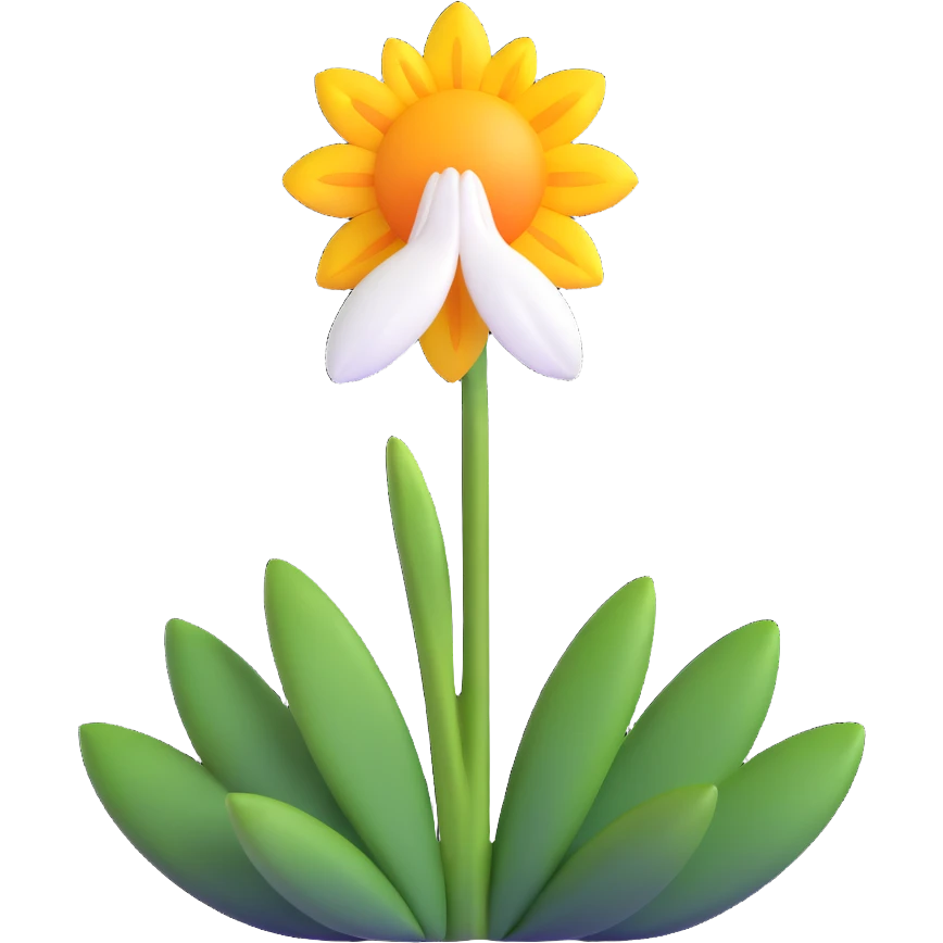 snowdrop flower with sun emoji