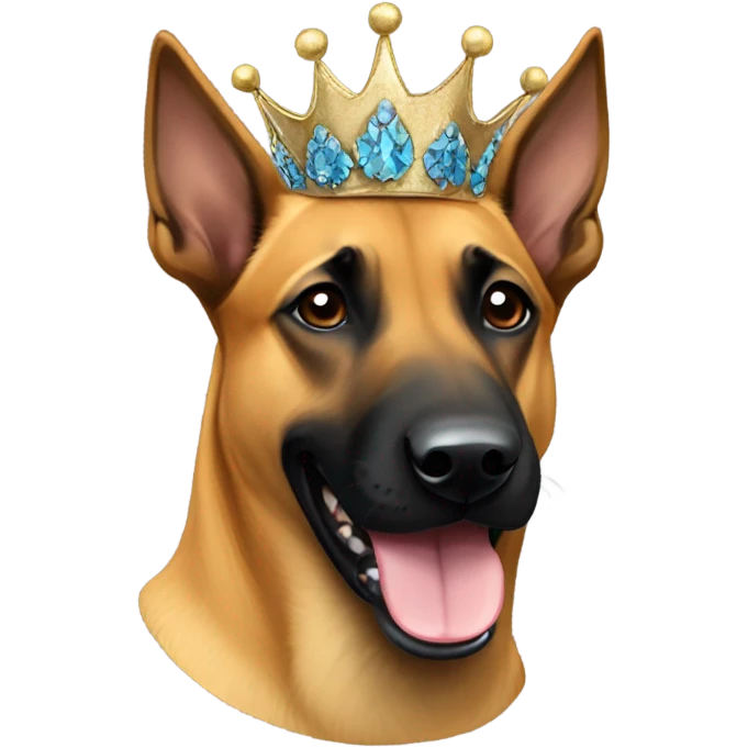 Belgian malinois wearing crown emoji