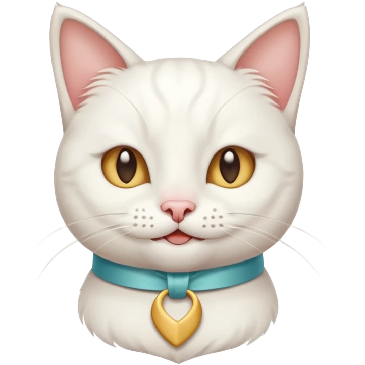 Head of a white cat, smiling, with a loose ribbon on top of its head
 emoji