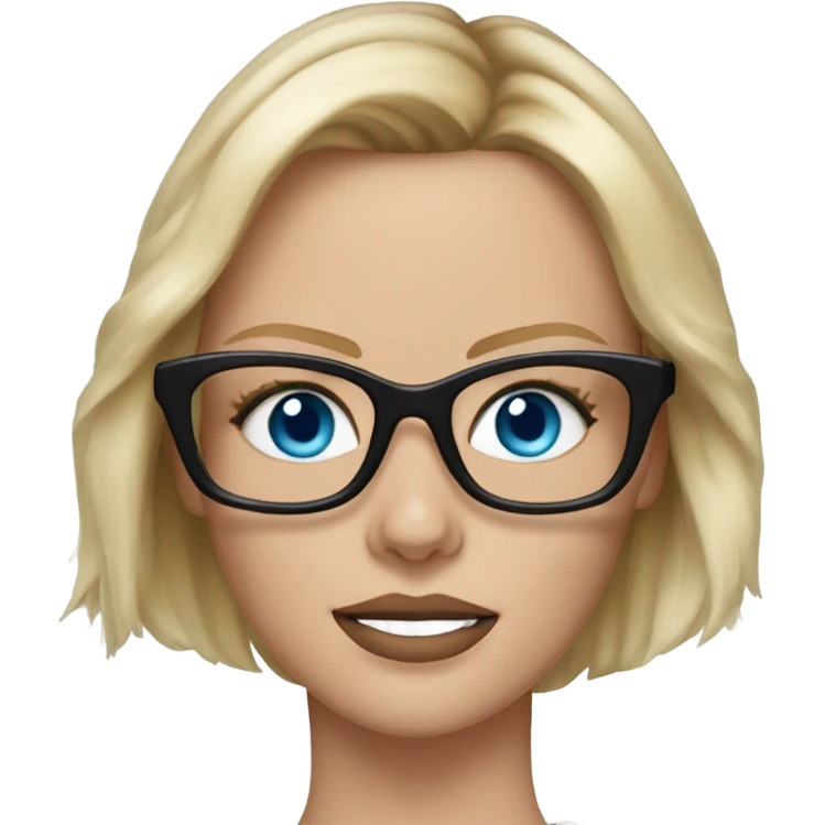 ultra realistic charlize theron wearing shirt and glasses with blue eyes  emoji