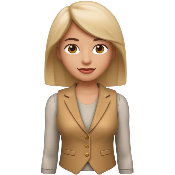 Apple-style 3D emoji of a women’s vest, sleeveless, fitted design, stylish cut, light fabric texture, feminine look, no background emoji