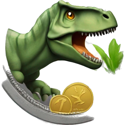 Coin with dinosaur on emoji