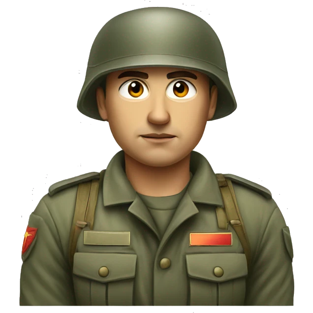 realistic ussr soldier serious with military takes emoji