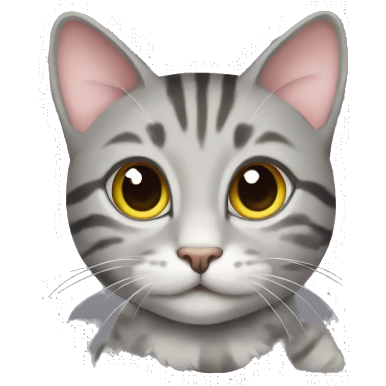 gray tabby cat with a spring emoji