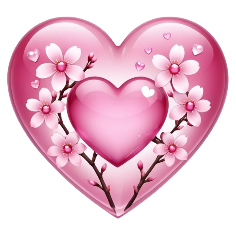 heart with sakura and crystal effect emoji