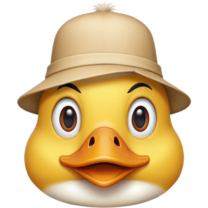 duck with crazy expression wearing a tiny hat, beak wide open emoji