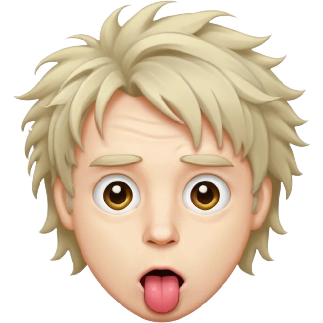 crazy man, wide eyes, tongue out emoji
