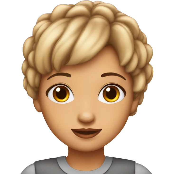 niña pelo corto ojos cafes emoji