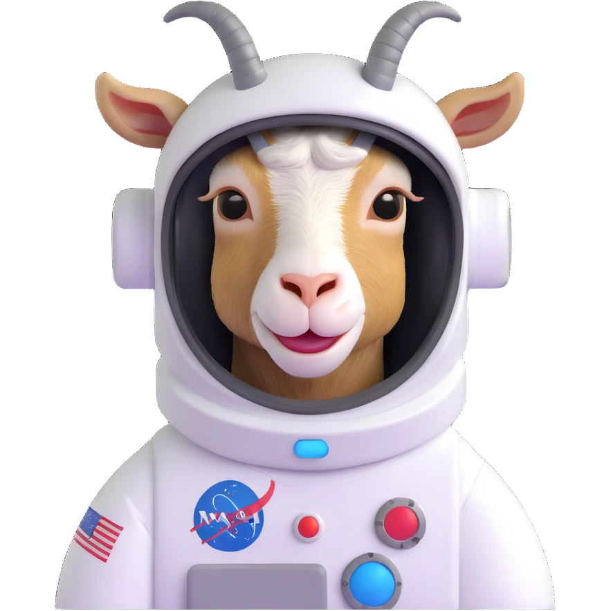 goat astronaut with helmet emoji