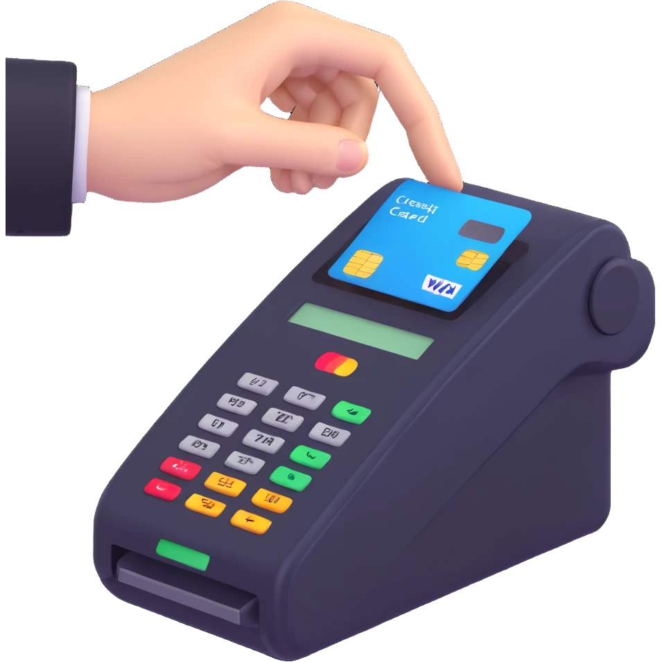 a person tapping a credit card on a payment terminal emoji