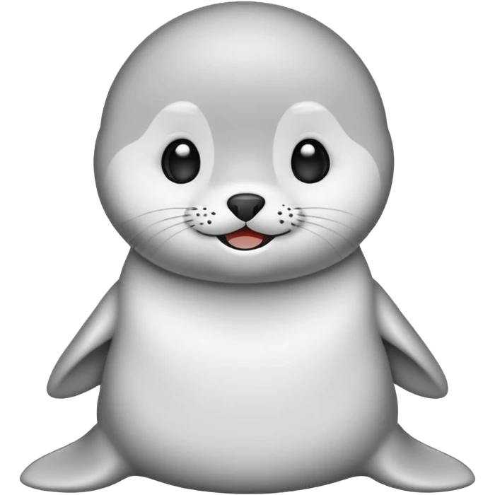 A cute chibi mascot seal character,
simple flat vector style,
black outline, white body,
forum emoji style,
minimal background, transparent background,
centered composition,
128x128 canvas,
no text, no watermark, emoji