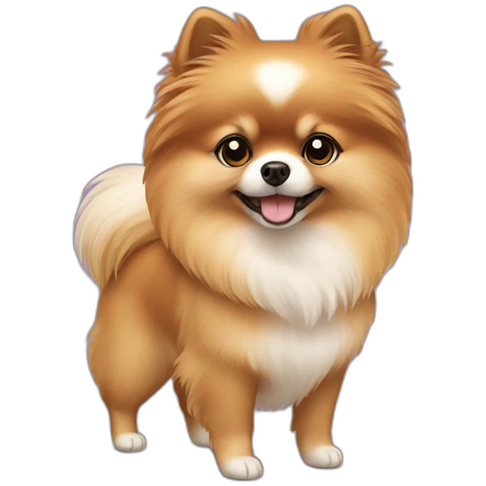 pomeranian dog with girl brown hair emoji