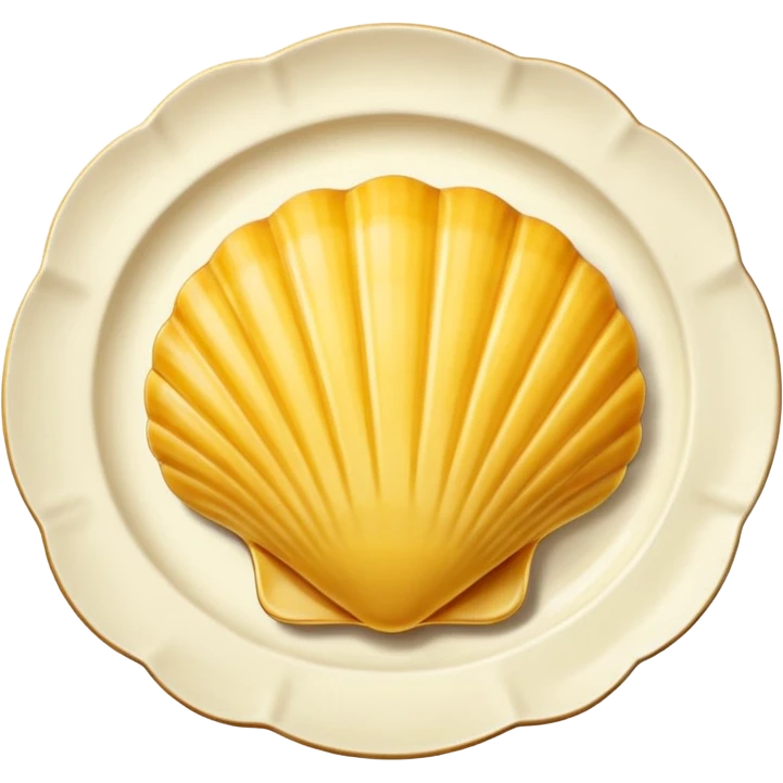 butter in the shape of a shell on a white vintage plate emoji
