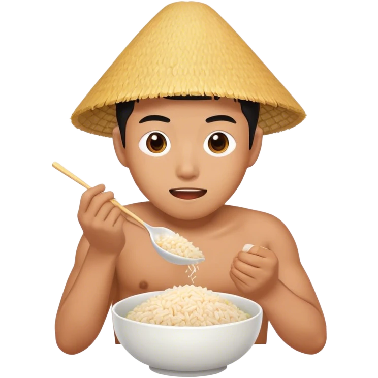 asian man eating rice emoji