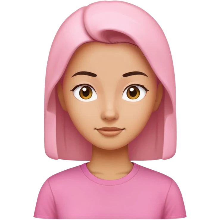 female character with oval-shaped head with flat top wearing a pink t-shirt emoji
