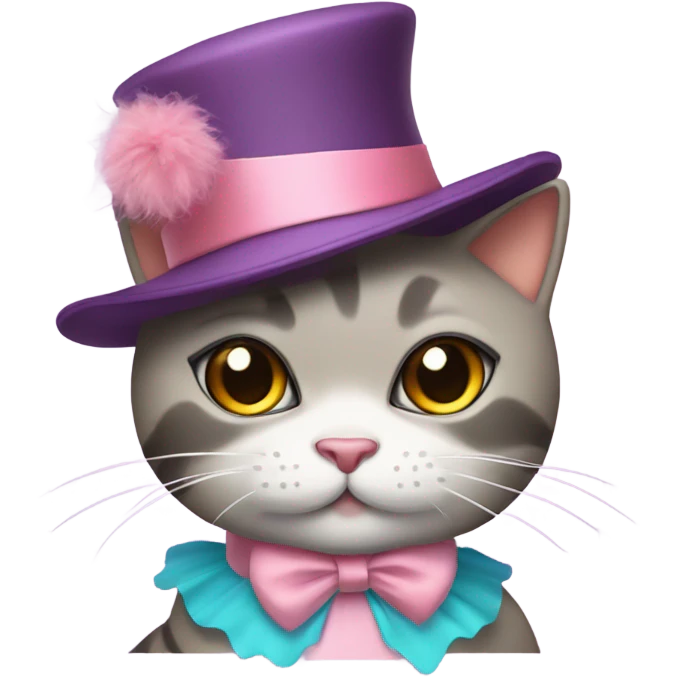 cat wearing a ballerina outfit and bowler hat emoji