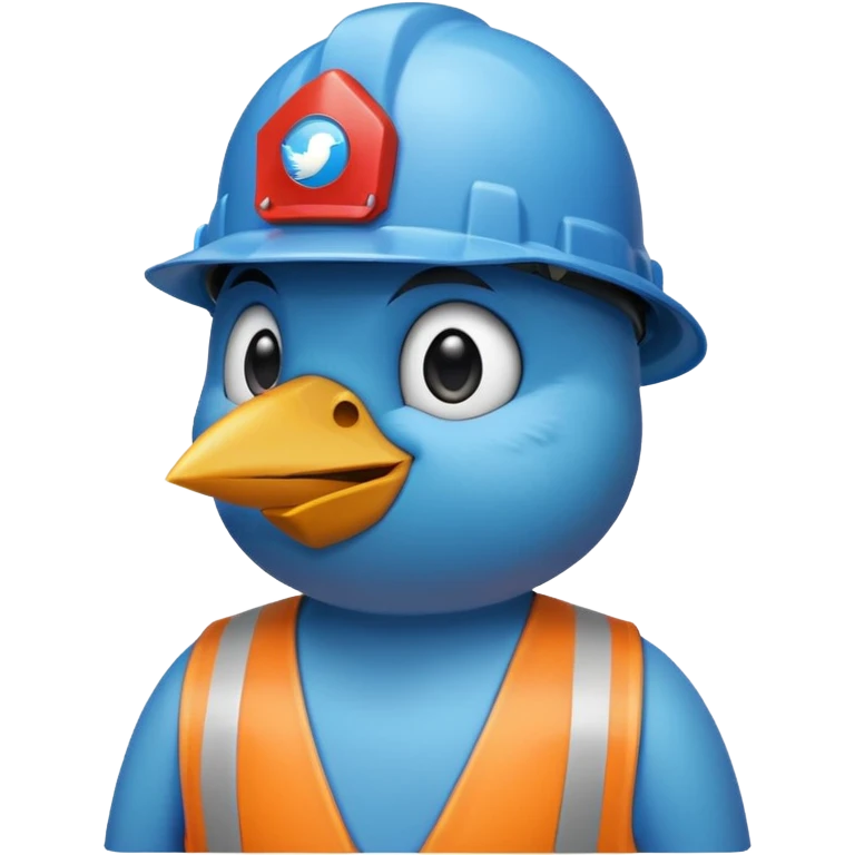 twitter bird wearing a hardhat emoji