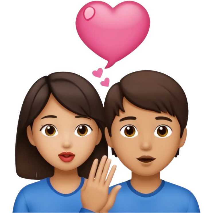 Asian girl blowing kiss to brunette boy  emoji