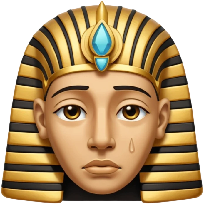 Discord emoji for "RA Silkroad", Ancient Egyptian theme, crying Pharaoh face, cartoonish, colorful, shiny gold accents, small and clear.
 emoji