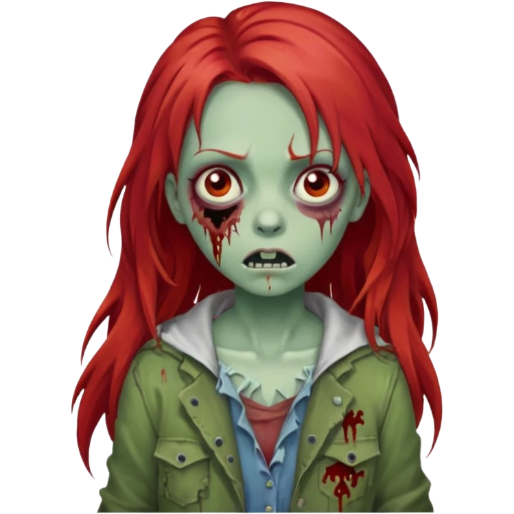 garota zumbi com o cabelo vermelho longo  emoji