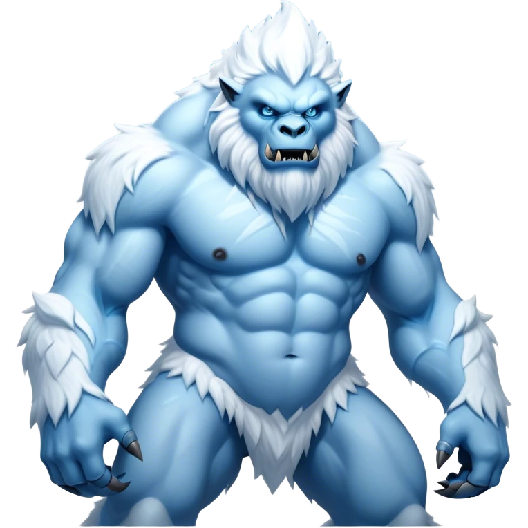 Cinematic Realistic WoW Yeti Portrait, captured in a dynamic, battle-ready stance, muscles rippling beneath dense fur of icy white and pale blue. His piercing ice-blue eyes blaze with raw power as frost clings to his form, rendered with dramatic natural lighting and high shine, exuding fierce, untamed strength in the midst of a wintry combat pose. emoji