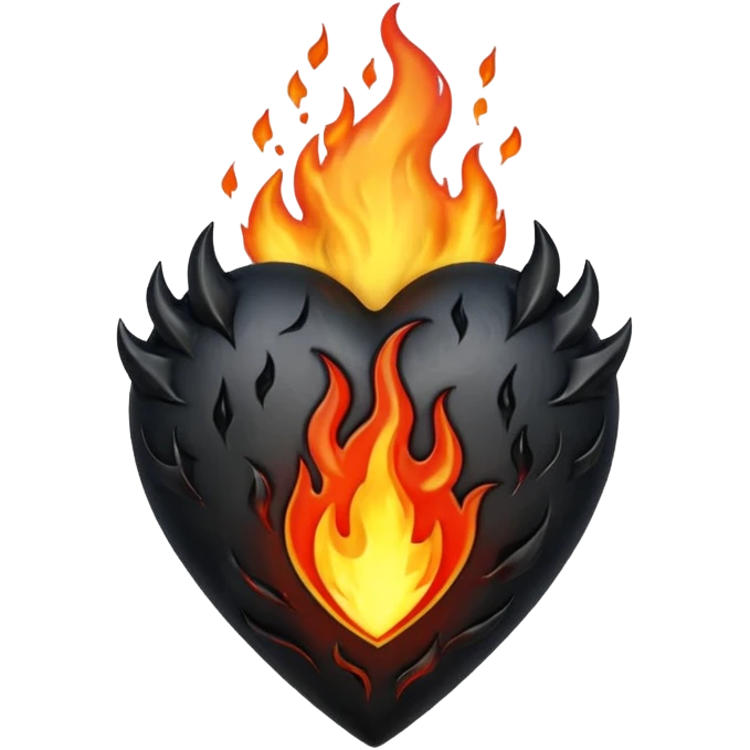 gothic heart with a black flame emoji