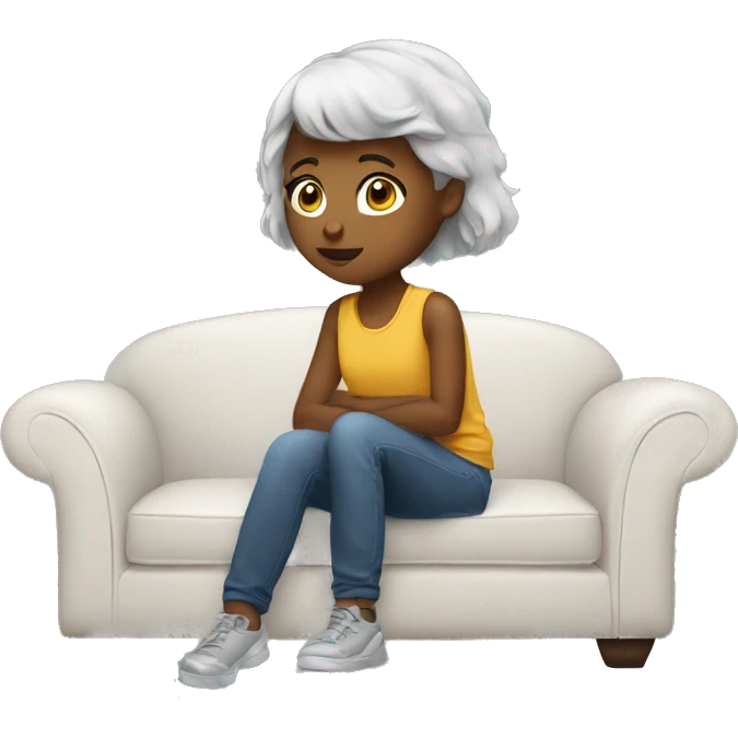 A girl how sit on a couch  emoji