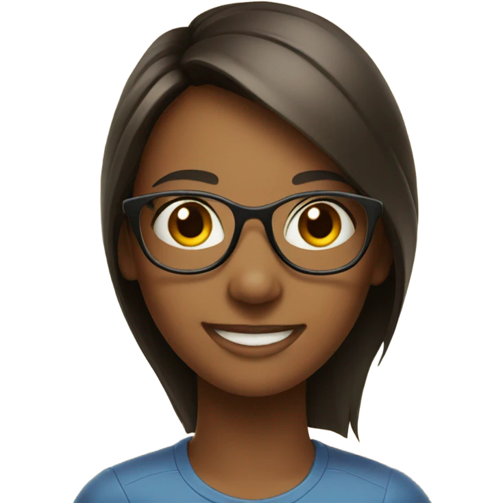 smiling girl with glasses indoors emoji