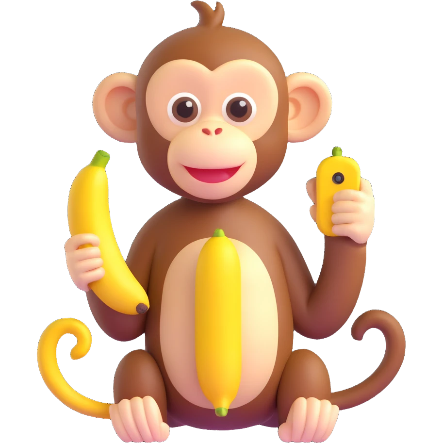 cute monkey pretending to talk on a banana phone emoji