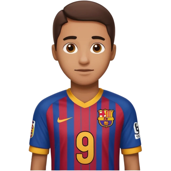 buat costum seperti diatas buat mirip hanya pakaian saja dan dari belakang barcelona nama punggung irvina dan nomor punggung 9 emoji