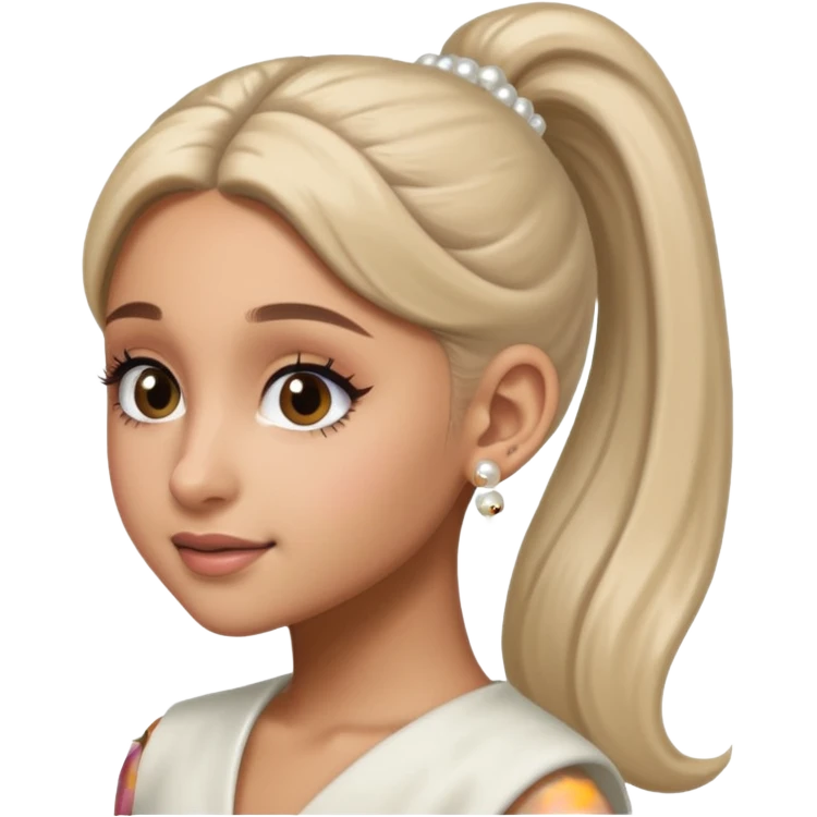 Ariana grande with a pony tail and pearl earrings  emoji