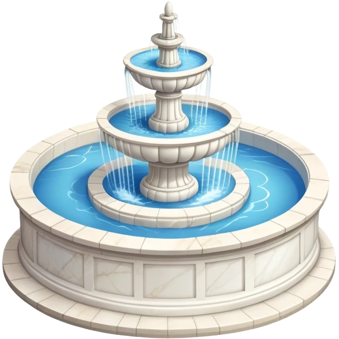 Grand white marble fountain, isometric emoji