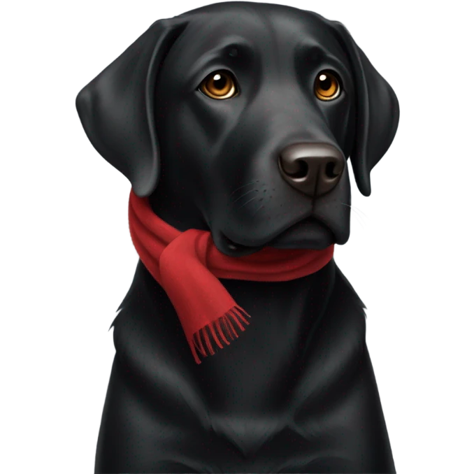 Black Labrador with a red scarf emoji