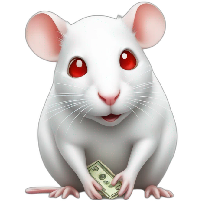 White rat with money red eyes emoji