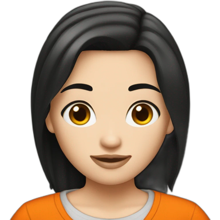 White girl with black hair Prisoner with orange shirt emoji