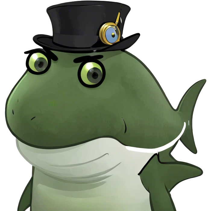 Shark with a top hat emoji