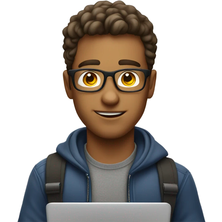 Handsome nerdy guy with a laptop  emoji