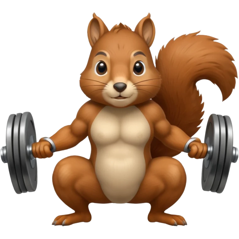 Squirrel squatting with weights emoji