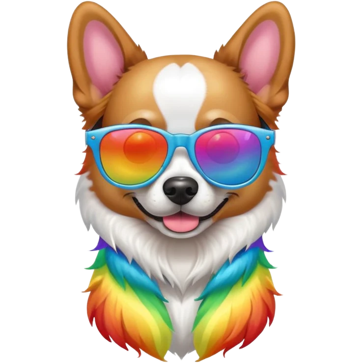 Rainbow dog with sunglasses emoji
