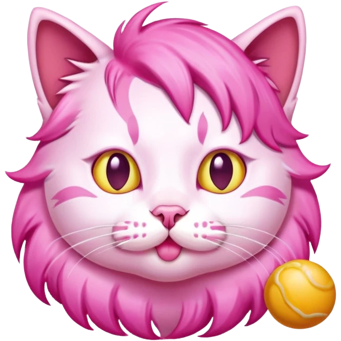 pink hair cat with gum emoji