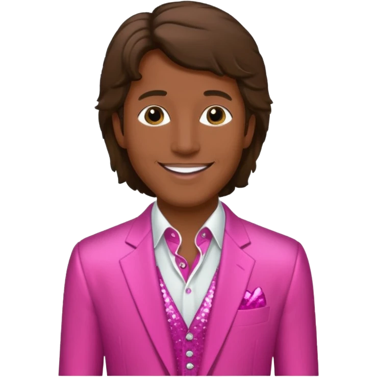 Andy Gibb with dark pink dress shirt, white sequin suit jacket emoji