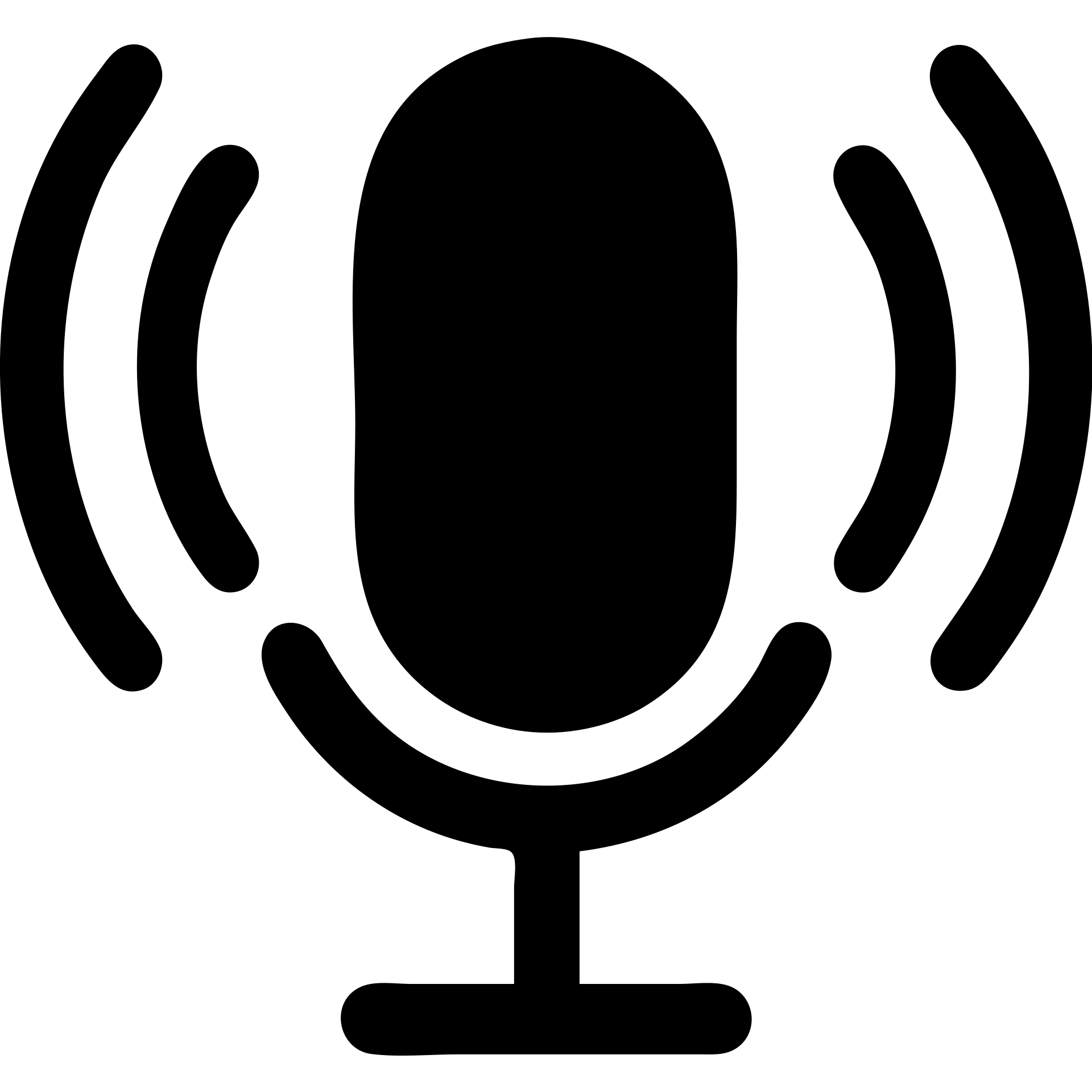 microphone with radio waves, solid black fill, minimalist silhouette, rounded shapes emoji