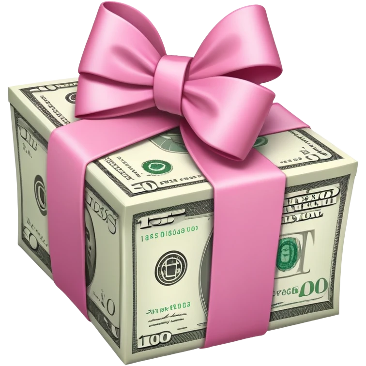 money wrapped with a pink bow emoji