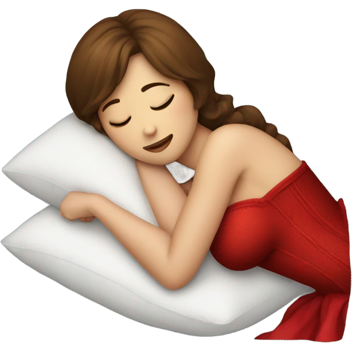 Girl with brown hair sleeping on pillow red corset  emoji