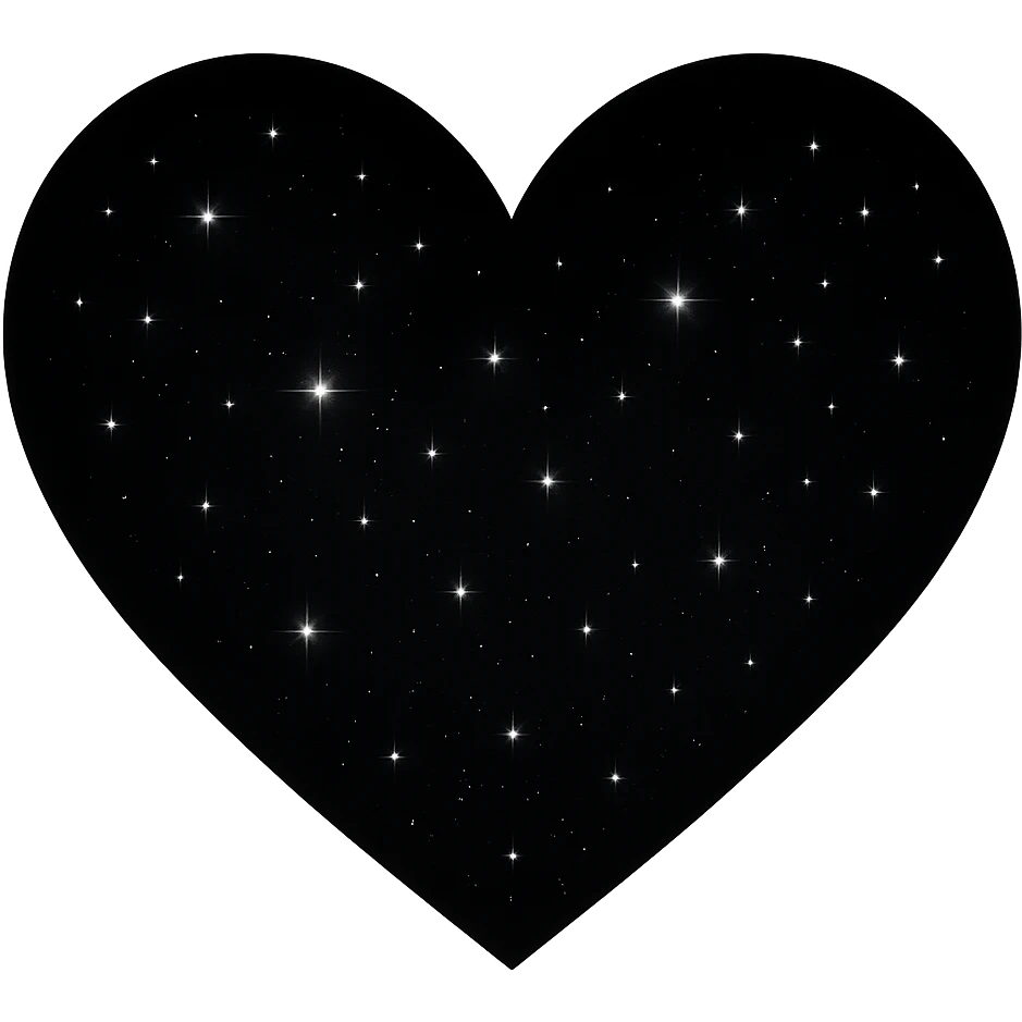 Modify the heart with a night sky gradient to black night theme with a black gradient, more stars, and a soft glow. Remove the background entirely  emoji