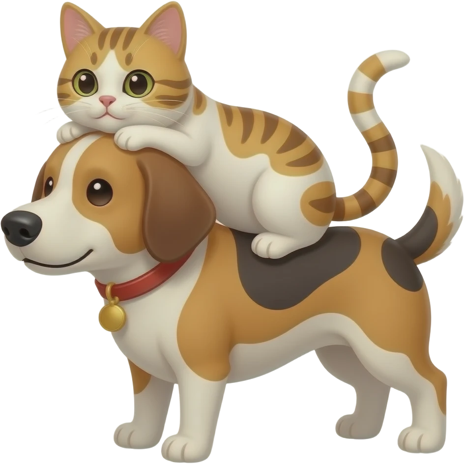 cat on dogs head emoji
