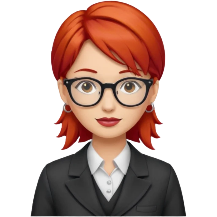 tailor woman with red hair and glasses emoji