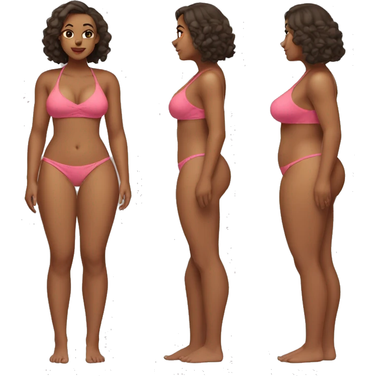 curvy girl with tan skin and big thighs in bikini emoji